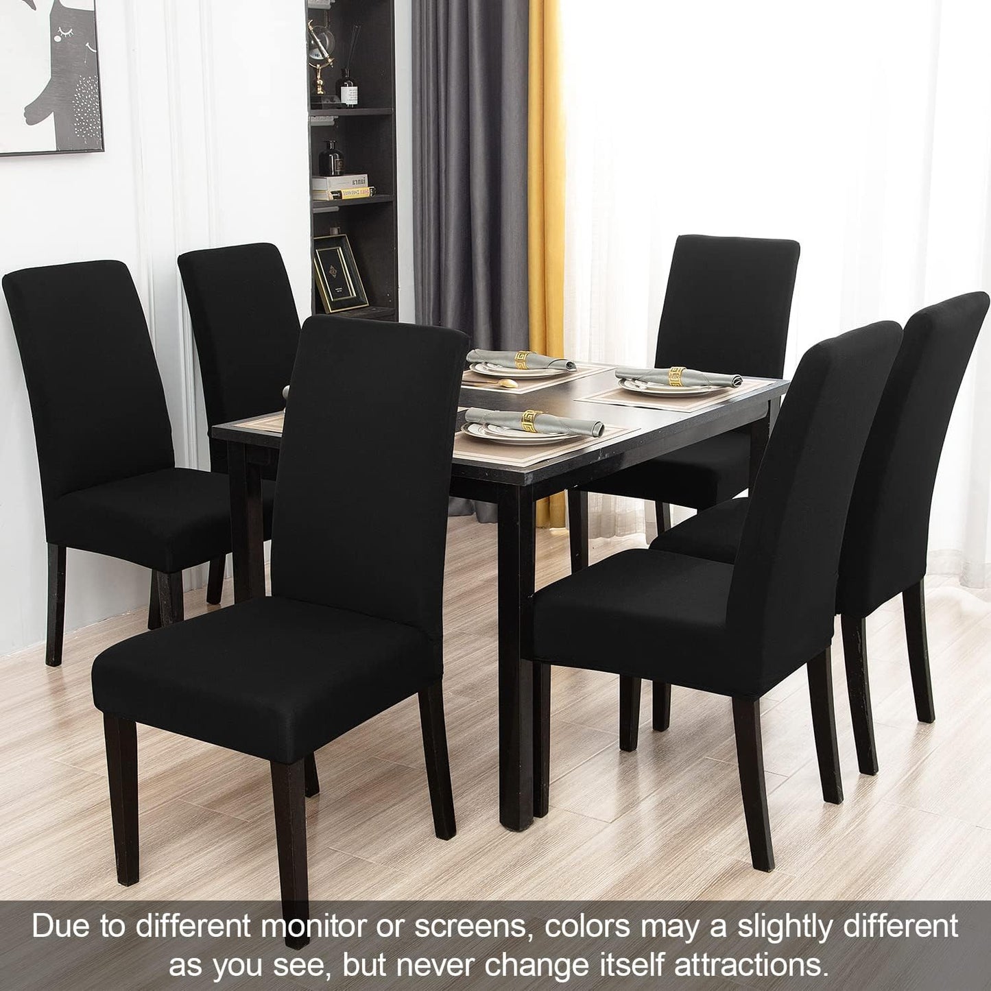 JQinHome Dining Chair Covers Dining Room Chair Slipcovers, 2 Pack High Stretch Removable Washable Parsons Chair Slipcover for Home Party Hotel Wedding Ceremony (Black)