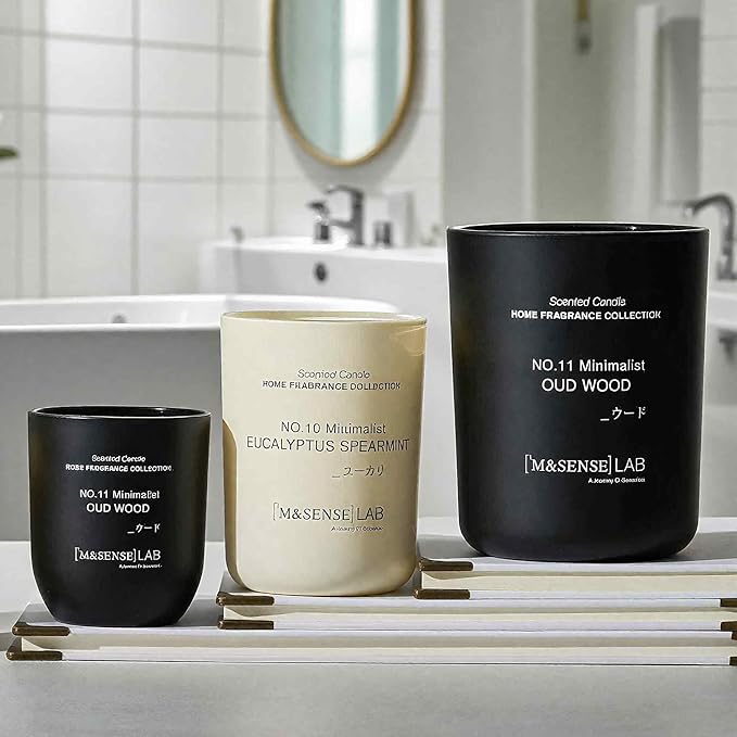 M&SENSE Natural Soy Candle| Espresso Love | 16.6 oz, 95H Burn | Minimalist Christmas Scented Candle for Relaxation, Gifting, Home Décor | for Bedroom, Office, Party Large
