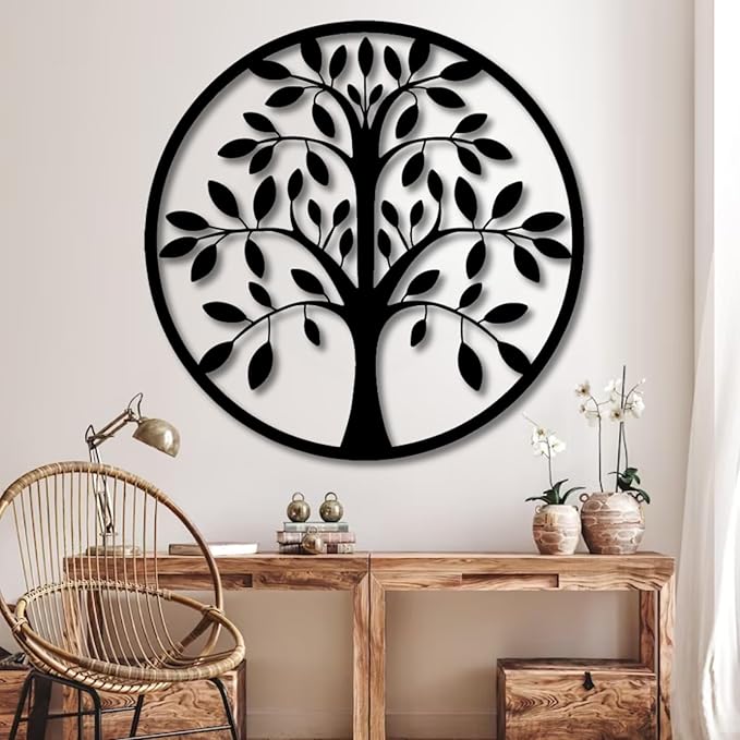 Tree of Life Wall Art,Metal Tree Wall Decorations for Living,Dining Roo,Tree of Life Metal Wall Art(35"×35", Style 3)