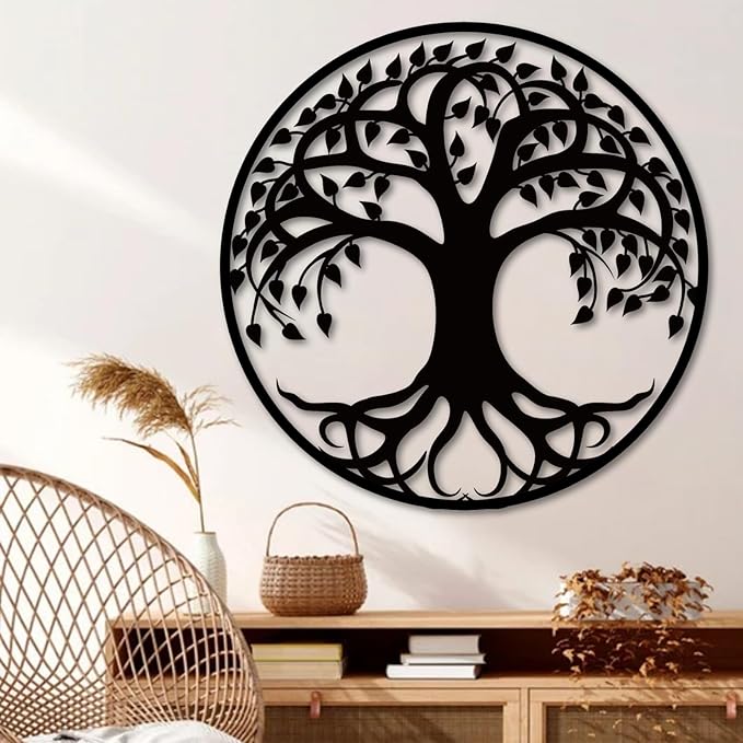 Tree of Life Wall Art,Tree Wall Plaque,Metal Tree of Life Wall Decor,Living,Dining Room Wall Decor(24"×24", Style 5)
