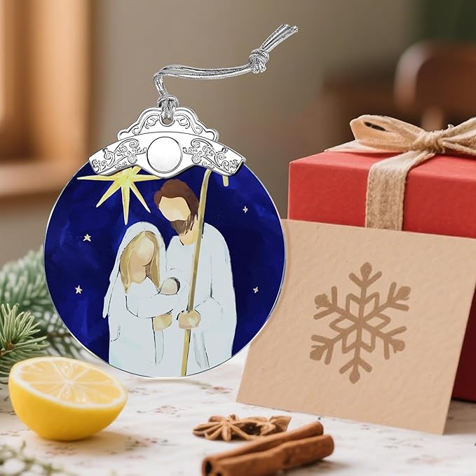 Stained Glass Religious Ornament, Nativity Christmas Ornaments, Christmas Decorations for Tree, Holiday Ornament, Christian Gifts, Religious Gifts, Gift Ideas & Xmas Gift