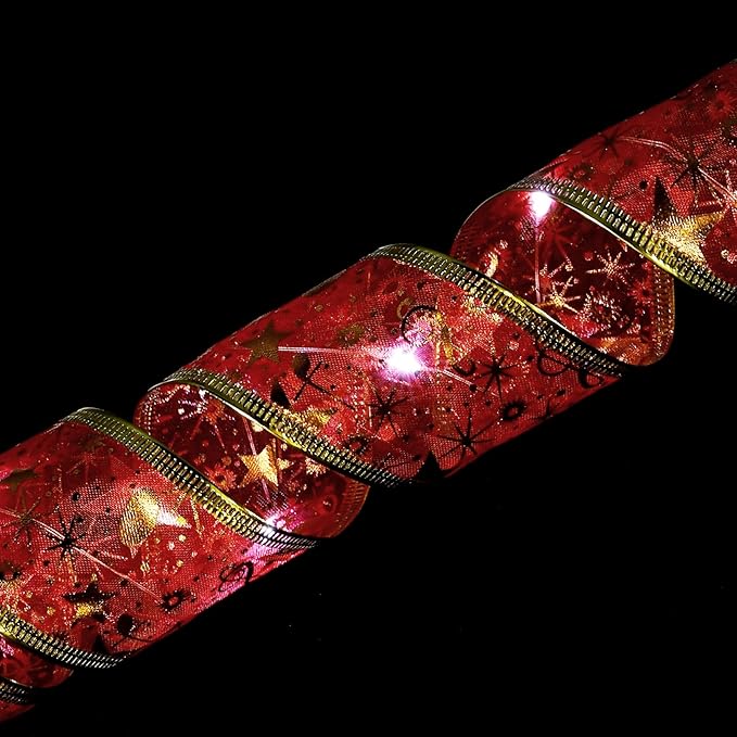 uxcell LED Lights Copper Wire Ribbon, 9.84Ft 30 Battery Powered Christmas Tree Decorations String for Party Weddings Christmas Tree (Red, White Light)