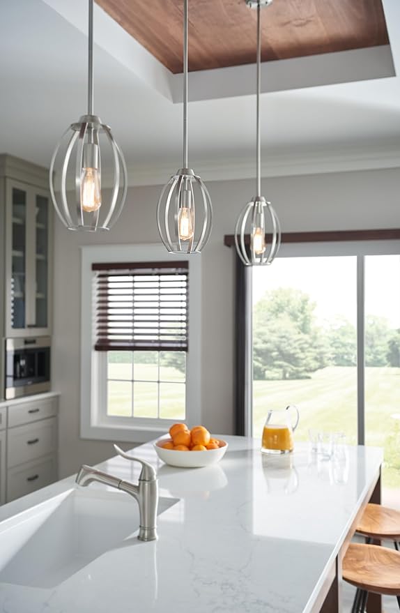 Kichler Tao 12" Kitchen Pendant in Brushed Nickel Finish, (12" H x 8" W), 44054NI