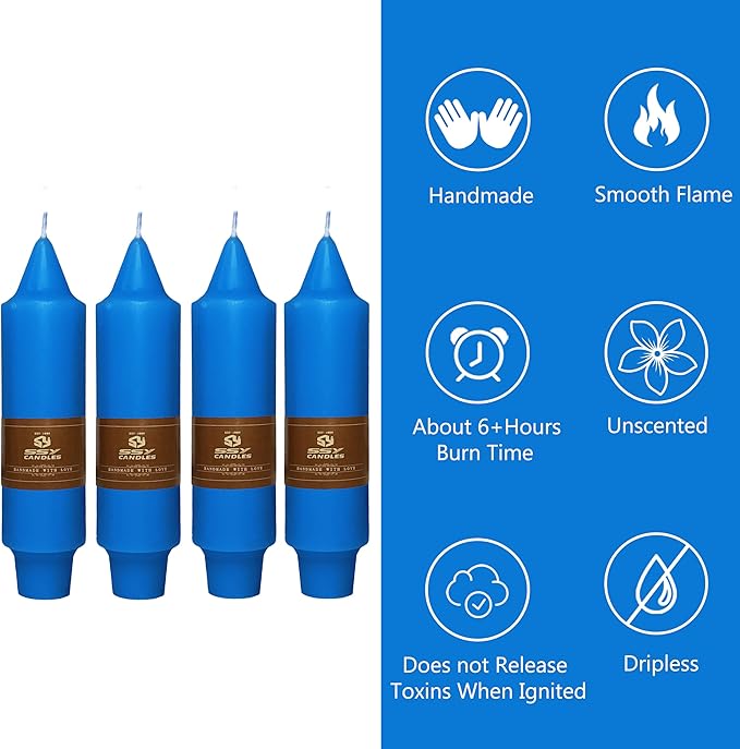 5 Inch Short Taper Candles Candle Sticks Handmade Unscented Set of 4 Smokeless Long Burning Tapered Candle for Wedding Decoration Party(Drak Blue)