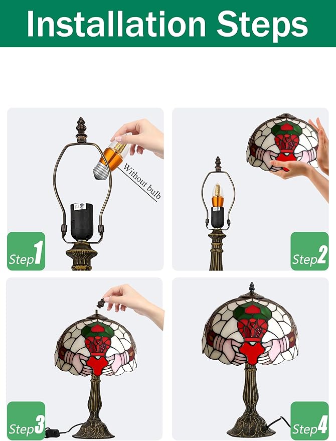 KY&BOSAM Tiffany Table Lamps Irish Gold Crown Celtic Light Stained Glass Art Style Desk Lamp19 Inche Tall 12 Inche Wide Lamp Shade1 Bulb Antique Zinc Base Living Room Bedroom St Patrick's Day Decor