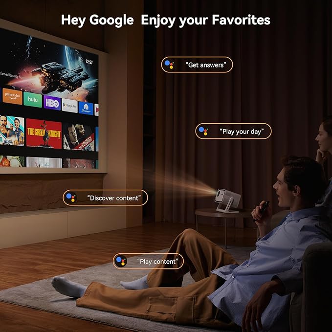 Wanbo Vali 1 Smart Projector, Android TV, Voice Control, 900ANSI, Native 1080P FHD, Auto Focus Keystone, 200° Stand, Wifi Bluetooth, 28dB, Portable Home Theater Outdoor Proyector