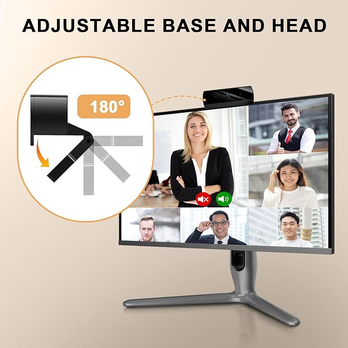 Webcam for PC, Full HD 1080P Video Calling, HD Light Correction, Works with Skype, Zoom, FaceTime, Hangouts, PC/Mac/Laptop/MacBook/Tablet