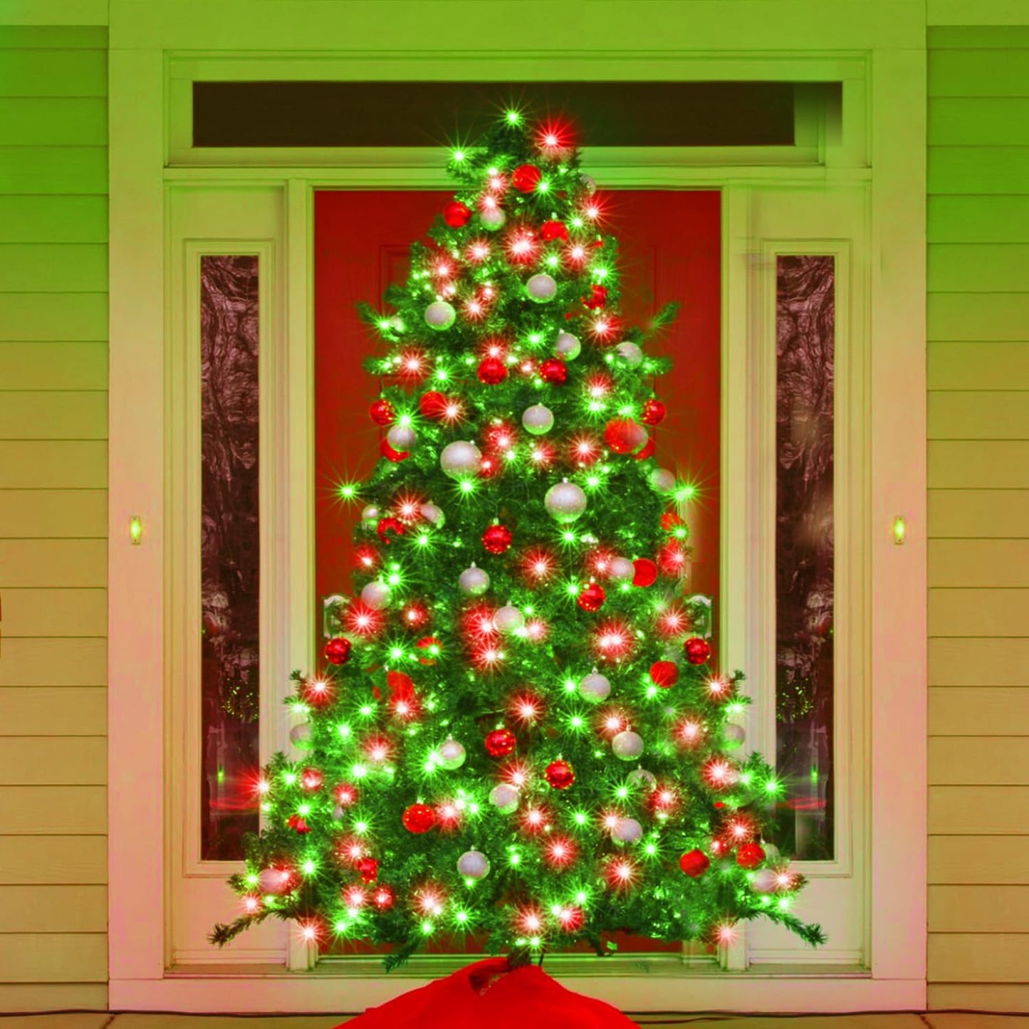 250 LED Christmas Lights Outdoor,82ft Red and Green String Lights for Bedroom Clear Wire, 8 Modes Plug in Waterproof Fairy String Lights with Timer Memory for Tree Christmas Halloween Decorations