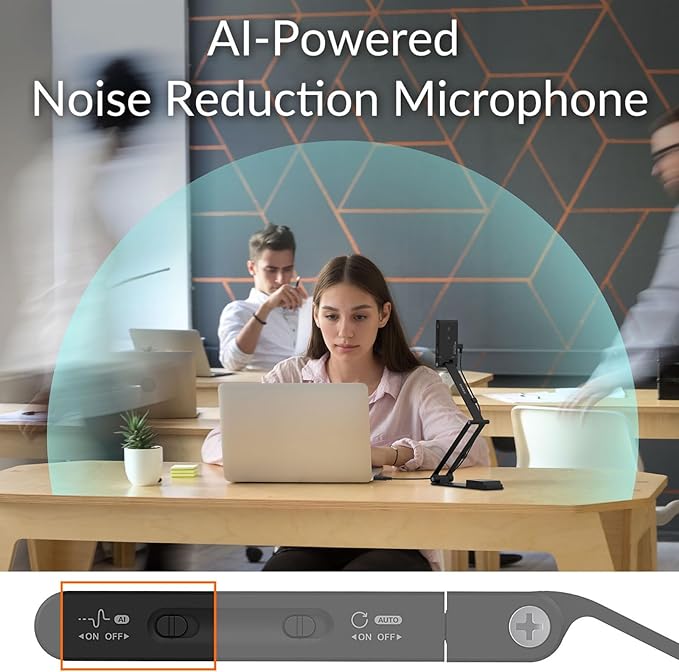 Innex DC500 13MP 4K USB Document Camera, Webcam & Scanner, 3-in-1, 13MP, Noise-Cancelling Mic, Dual Autofocus, Auto Flip, Built-in LED lamp, OCR, Win, Mac, Chromebook, Distance Education, Meetings