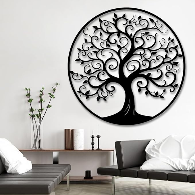 Tree of Life Wall Art,Metal Tree Wall Decorations for Living,Dining Roo,Tree of Life Metal Wall Art(30"×30", Style 1)