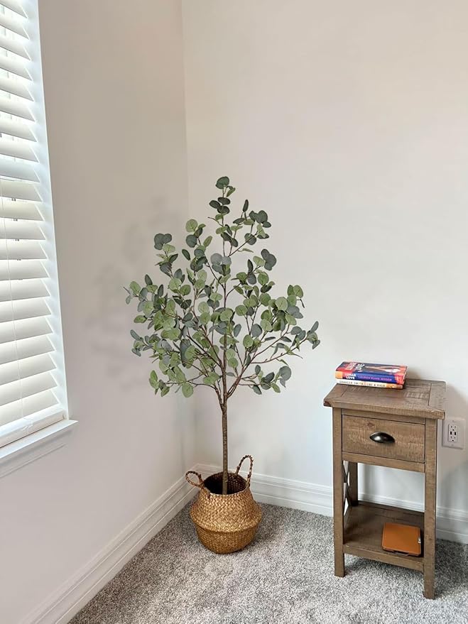 Aveyas 5ft Artificial Eucalyptus Tree for Home Decor, 5 Feet Large Faux Floor Plant Fake Silk Trees with Pot for Indoor Outdoor House Living Room Office (5 ft Tall)