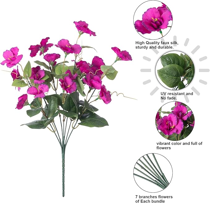 Hibiscus Artificial Flowers Plants for Outdoors Decoration, 6 Bundles Silk Hibiscus Bouquet Tropical Flowers Artificial Realistic UV Resistant Fake Flowers for Outside Planter Porch Patio Balcony, Mix