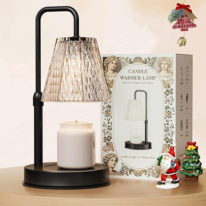 Candle Warmer Lamp with Timer – Dimmable Wax Warmer for Room Decor, Height Adjustable Candle Lamp for Mom Christmas Gifts, Birthday Gifts for Women, House warming Gifts for New Home Decor with 2 Bulbs