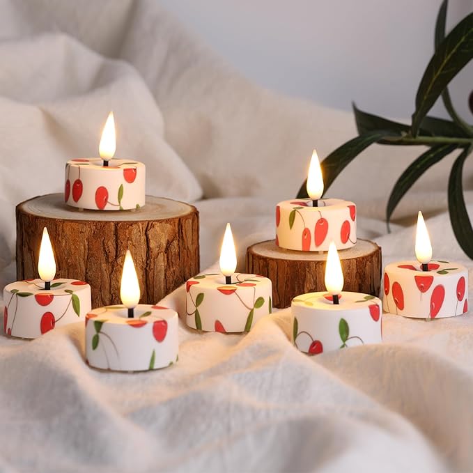 Eywamage Christmas Flameless Tealights with Remote Batteries, Flickering LED Tea Votive Candles Holiday Home Decor Set of 12