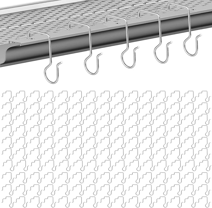 150 Pcs Christmas Light Hooks for Perforated Mesh Gutter Guards Metal Christmas Light Ornament Clips Hangers Gutter Guards Grid Hooks for Xmas Outdoor Hanging Decorations (150, Silver)