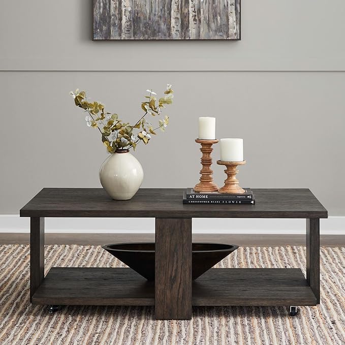 Liberty Furniture Harrison Cocktail Table for Living Room - Espresso Brown Oak