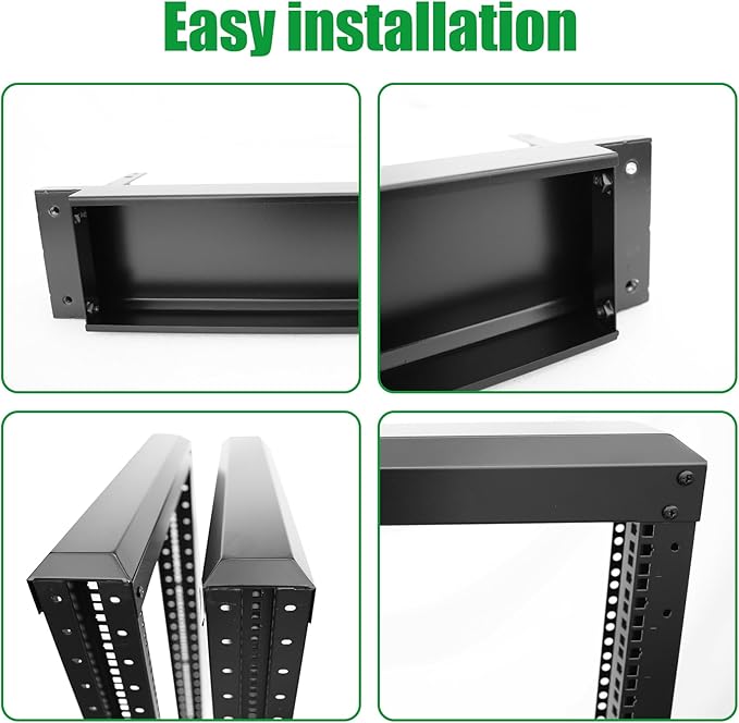 15U Server Rack/4-Post 19in Network Rack/Open Frame Rack with Wheels, Heavy-Duty Frame Cabinet/Adjustable Depth 29.75-27.75in GLOBALRACK(4POST-1000-15U)