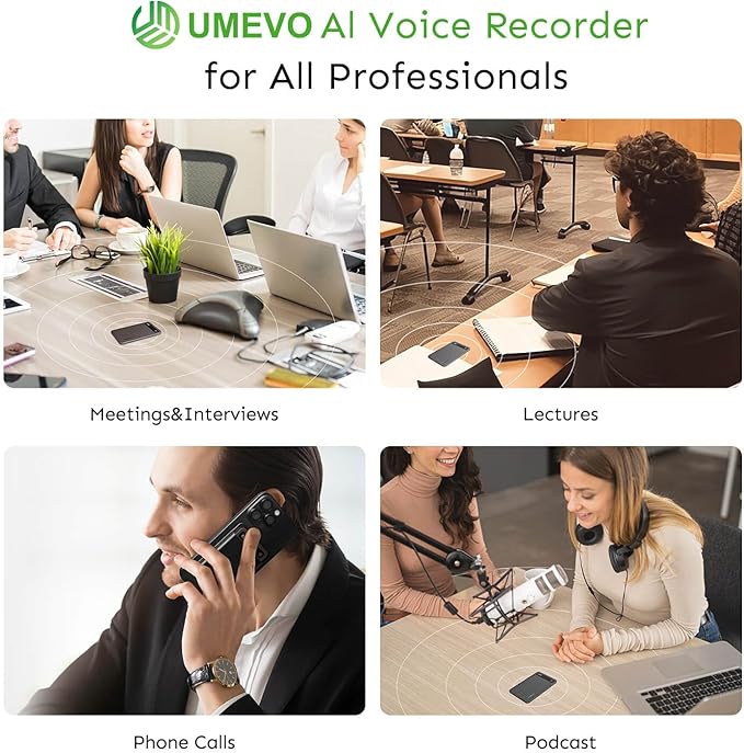 AI Voice Recorder with App Control : AI Transcription, Summarization & Mind Maps, Portable AI Note Taking Device with Case 64GB Memory Recording for Calls, Speeches, Meetings, Interviews(Black)