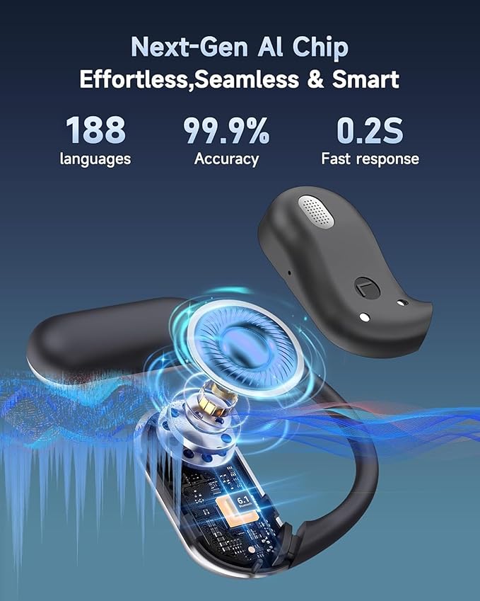 AI Translation Earbuds Real Time,188 Language Translator Earbuds,Bluetooth 6.1 Audifonos Traductores Inglés Español,OWS 4-in-1 Translation Headphones,Translator Headphones Suitable for Travel Learning