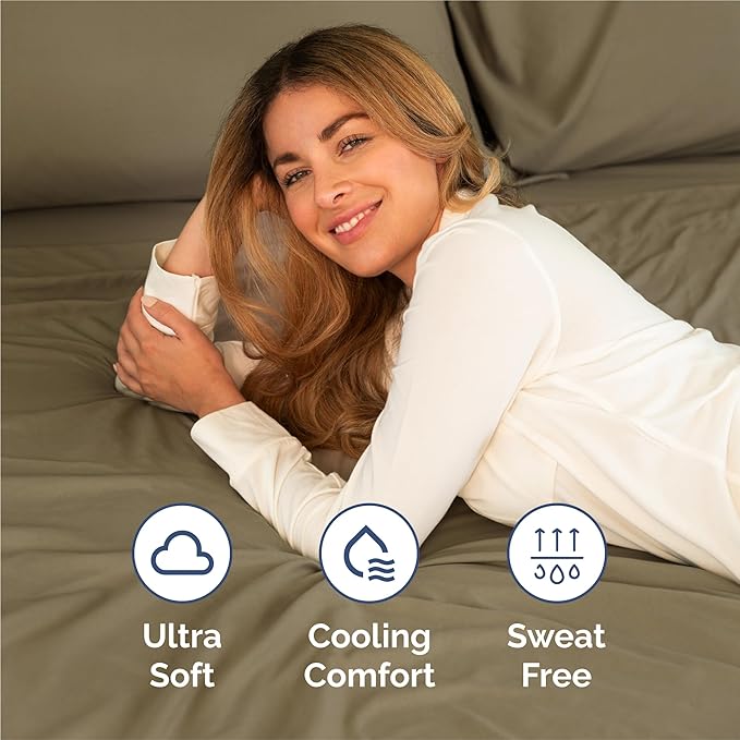 Split King Size 5 Piece Sheet Set - Comfy Breathable & Cooling Bed Sheets Set - Hotel Luxury Bedding for Women, Men, Kids, Teens, Boys & Girls - Deep Pockets, Soft and Wrinkle Free - Oeko-Tex - Khaki