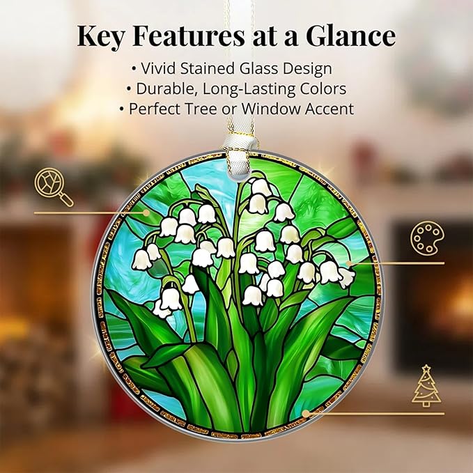 Christmas Ornaments 2025, Stained Glass Christmas Tree Decorations, Exchange for Women, Men, Collectible Dated Year Ornaments for Tree - Glass Hanging Ornament（Northern Lights）