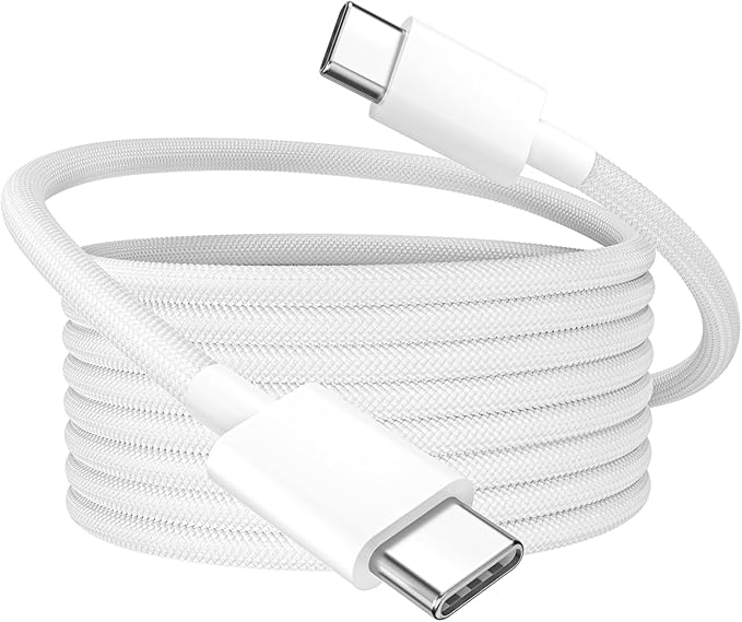Quntis USB C to USB C Cable 3FT 3Pack - Type-C 60W Nylon Braided Charger Cord Fast Charging for iPhone 17 16 15 Series, iPad mini 6, Pixel and More, White