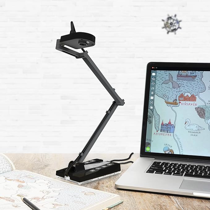 TreasLin Document Camera 15MP HDMI USB-C for Document Camera for Teachers, Remote Learning, Classroom Presentations, Art Classes Online Teaching with Multi Angle Rotation Adjustment LED Light