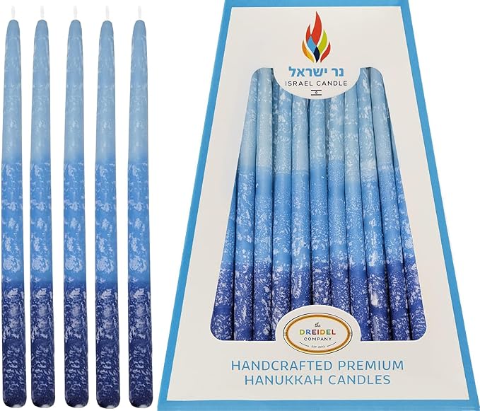 The Dreidel Company Hanukkah Candles Multi Blue Hued Frosted Deluxe Tapered Candles (5-Pack)