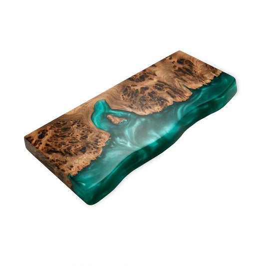 RWA Unique Live Edge Floating Shelf for Wall - Stylish Hanging Shelves for Room Wall Bedroom Bathroom Office Decor, Epoxy and Wood Wall Shelf Plank - Elegant Wall Mounted Shelves (emerald, 16x6")