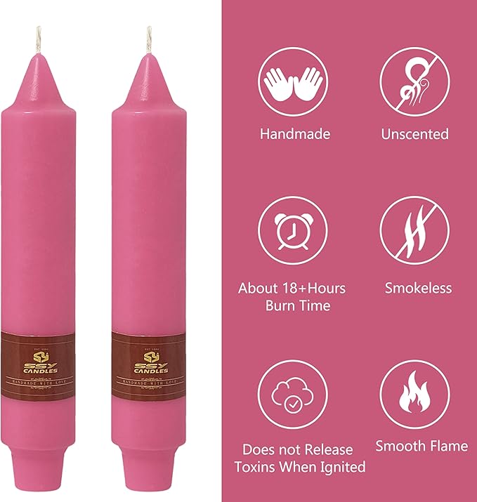 7 Inch Short Taper Candles Candle Stick Handmade Unscented Set of 4 Smokeless Candlesticks Tapered Candle for Wedding Home Decoration(Rose Red)