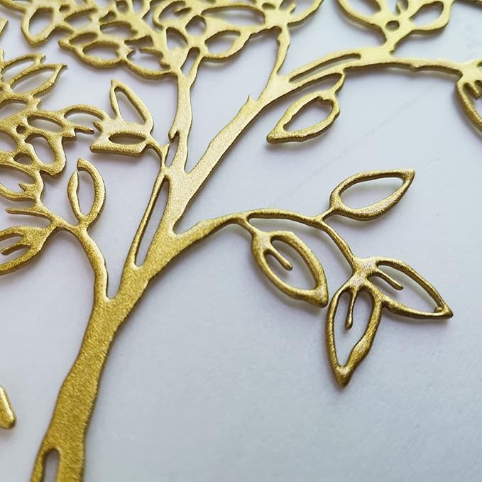 Metal Wall Decor, Tree Art Wall Sculpture, Metal Wall Art Hanging for Living Room Bedroom Indoor Outdoor, Laser Cut Rustic Black Tree of Life, 12 Inches (30 CM) (Gold, Small)