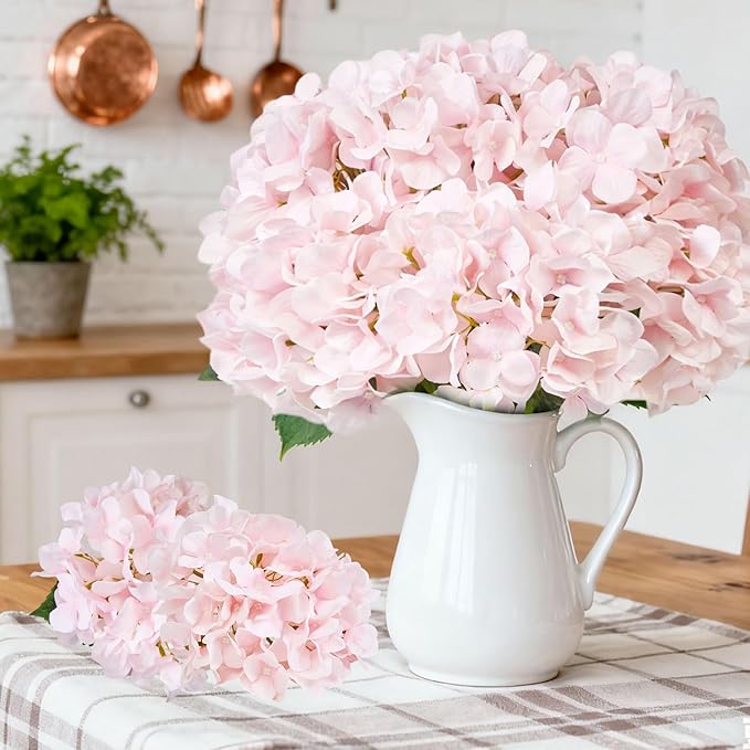 Artificial Flower Hydrangea Fake Hydrangea, Used in The Center of The Family Bathroom Desk Shelf or Wedding Bouquet Decoration, Contains 6 Pink Branches