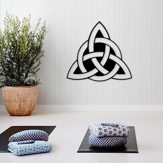 Celtic Wall Decor, Celtic Trinity Knot Metal Wall Art, Sacred Geometry Metal Wall Art, Celtic Symbol Wall Decor, Geometric Metal Decor, Metal Wall Art, Metal Wall Decor Living Room (Black, 24"x22" | 60x55cm)
