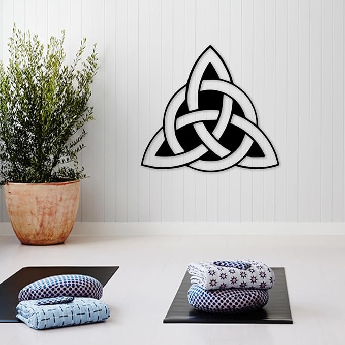 Celtic Wall Decor, Celtic Trinity Knot Metal Wall Art, Sacred Geometry Metal Wall Art, Celtic Symbol Wall Decor, Geometric Metal Decor, Metal Wall Art, Metal Wall Decor Living Room (Silver, 24"x22" | 60x55cm)