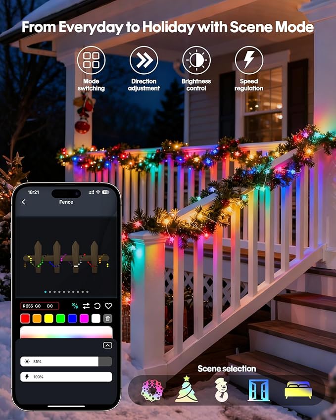 Smart Star String Lights 33Ft, Color Changing LED Fairy Lights with Remote & APP Control, Music Sync, Timer, RGB-IC Colored Twinkle Lights Hanging for Indoor Bedroom Party Christmas Decor