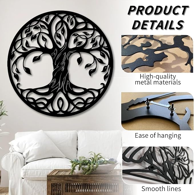 Tree of Life Wall Art,Metal Tree Wall Decorations for Living,Dining Roo,Tree of Life Metal Wall Art(39"×39", Style 2)