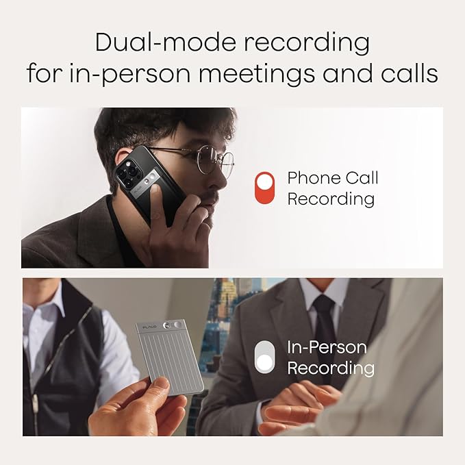 Plaud Note AI Voice Recorder, Voice Recorder w/Case, App Control, AI Transcribe & Summarize, Support 112 Languages, 64GB, Audio Recorder for Lectures, Meetings, Calls, Silver, Non-Pro Version