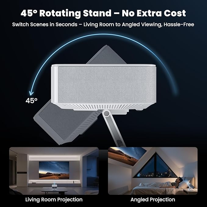 [1500 ANSI/Built-in APPs] Smart Projector with Wifi and Bluetooth: NICPOW 4K Outdoor Projector, Compatible with Netflix, Auto Focus & Keystone, Portable Proyector for Home & Outdoor Use, White