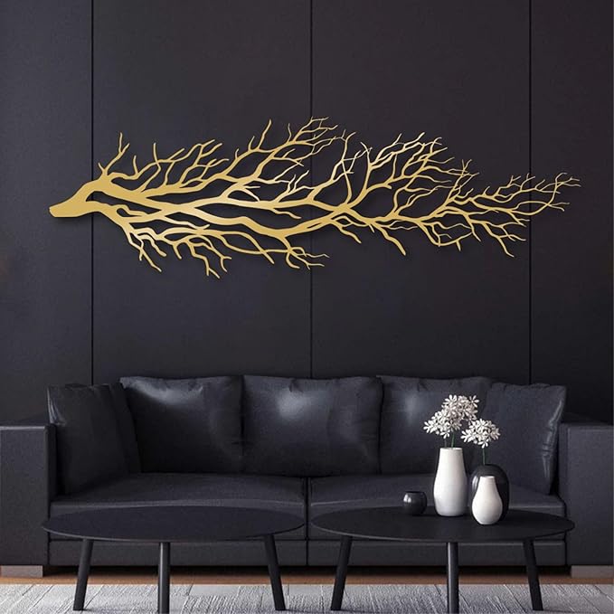 Tree Wall Art, Tree Branch Wall Decor, Metal Tree Branch Wall Art, Tree Branch Wall Hanging, Minimalist Branch Wall Decor, Metal Tree Wall decor, Tree of Life for Bedroom Living Room (White, 53 x 16 in | 135 x 41cm)