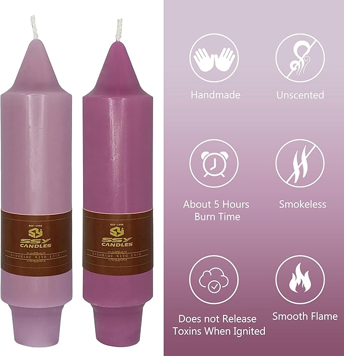 5 Inch Short Taper Candles Unscented Handmade Set of 4 Smokeless Candle Sticks Twisted Candlesticks for Wedding Decoration Yoga(Gradient Purple)