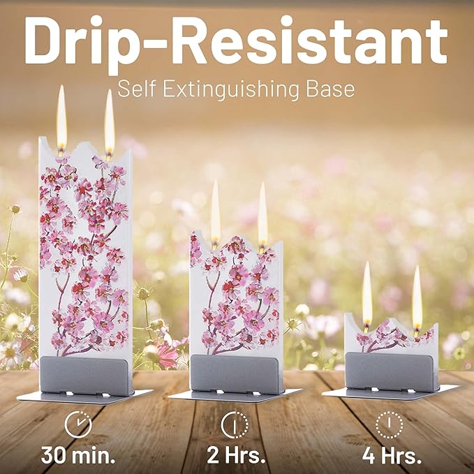 Flatyz Handmade Candle Gift Set with Steel Base - Flower and Cherry Blossom Candle Design for Mothers Day