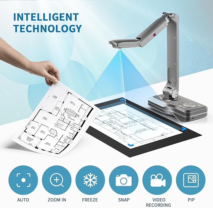JOYUSING V500-4k VGA/HDMI/USB Three Mode 13MP Document Camera, OCR for Windows, Compatible with Real-time Projection, Web Conferencing, Distance Learning, Remote Teaching - Mac, Windows