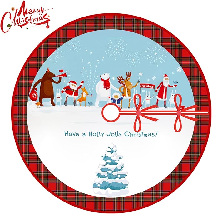 48 Inch Christmas Tree Skirt, Large Snowflake Design, Festive Xmas Tree Mat for Indoor Outdoor Holiday Decorations Party Decor (Snowy Scene)