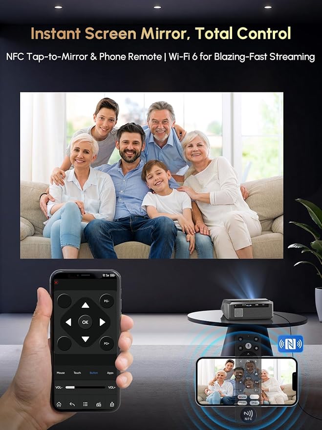 Smart Projector 4K Daylight,Certified Apps,ToF CMOS Auto Focus,2300ANSI High Lumen Ultra HD Home Outdoor Movie Gaming Projector with WIFI6 Bluetooth,Google TV,NFC Casting,DB Audio,HDMI ARC,HDR10