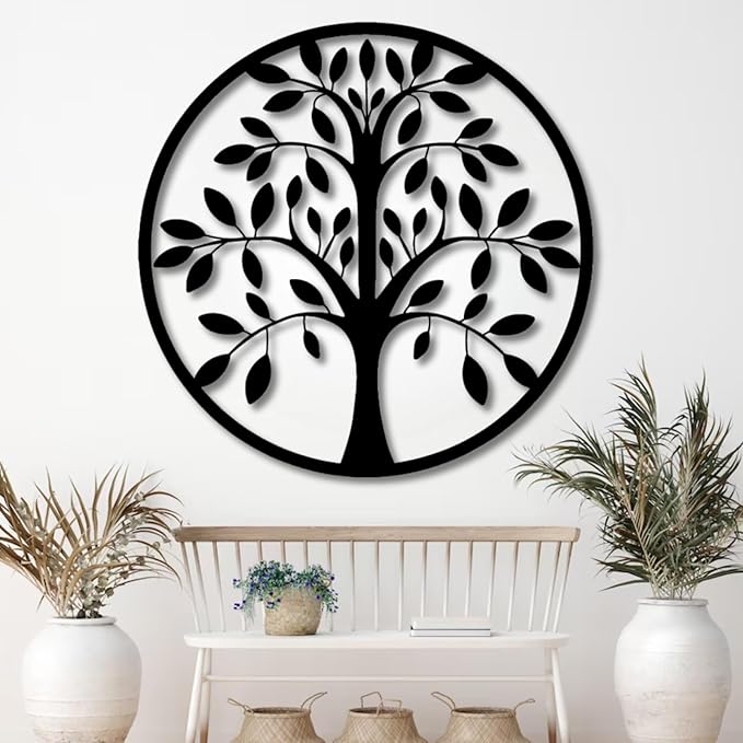 Tree of Life Wall Art,Metal Tree Wall Decorations for Living,Dining Roo,Tree of Life Metal Wall Art(39"×39",Style 3)