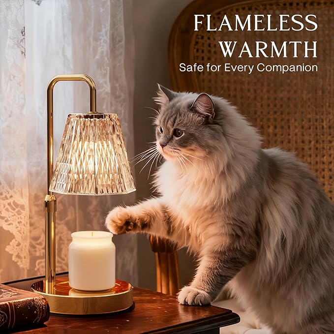 Candle Warmer Lamp with Timer – Dimmable Wax Warmer for Room Decor, Height Adjustable Candle Lamp for Mom Christmas Gifts, Birthday Gifts for Women, House warming Gifts for New Home Decor with 2 Bulbs