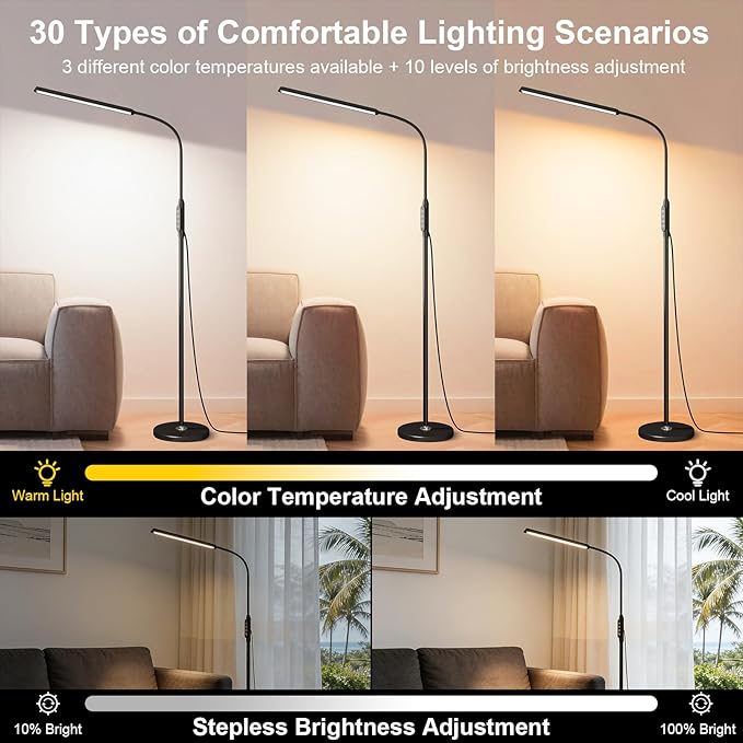 Bright LED Floor Lamps Remote Dimming for Eyelash Extension Tattoo Manicure Craft Drawing Makeup,Living Room Bedroom Office Adjustable Standing Reading Lights Esthetician Decor Supplies Nail lamp