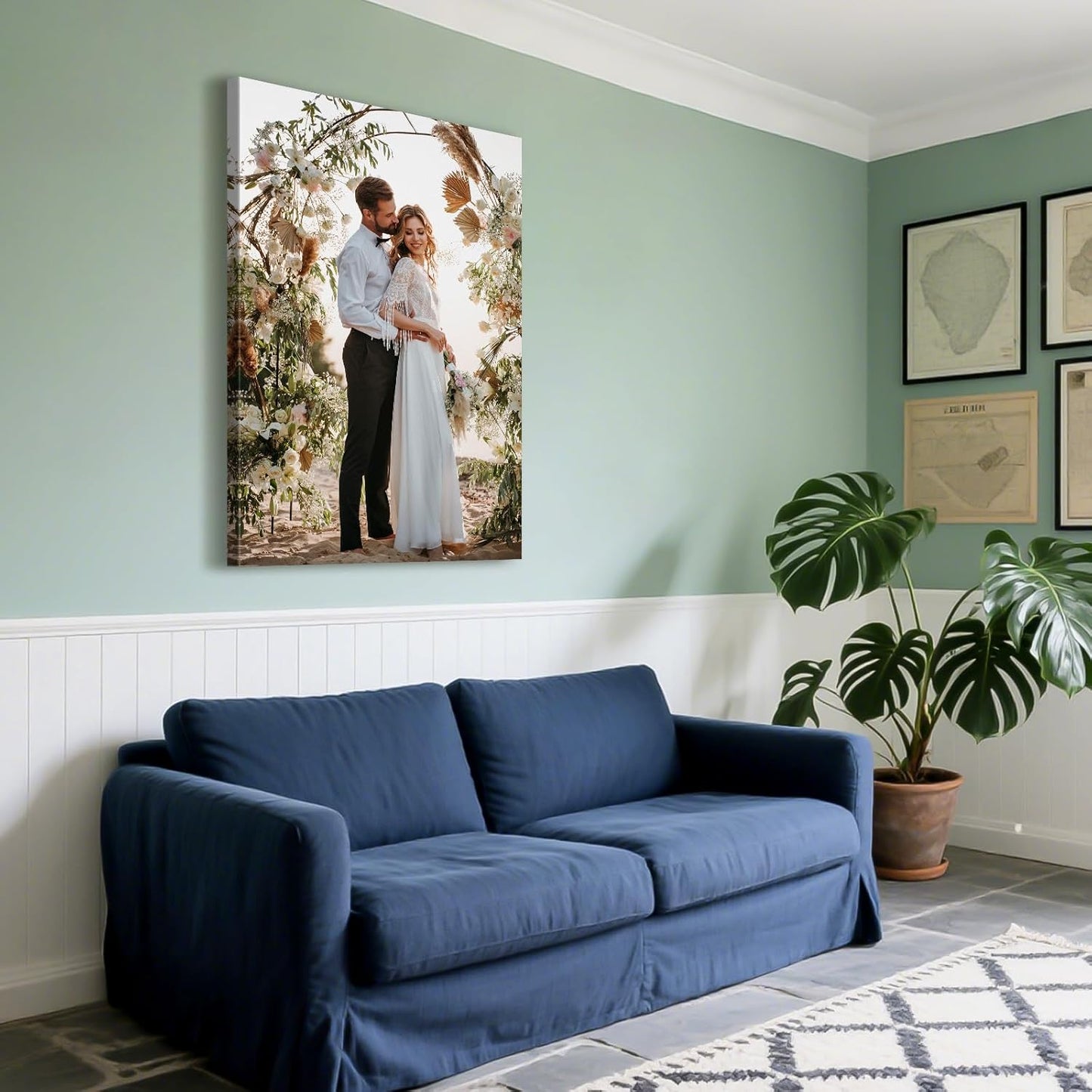 Custom Canvas Prints with Your Photos - Personalized Pictures Print, Customized Photo Gifts, Wall Art Poster Canvas Printing for Wedding, Family, Baby, Pets, Home Office Decor, Wrapped Frame 12x18