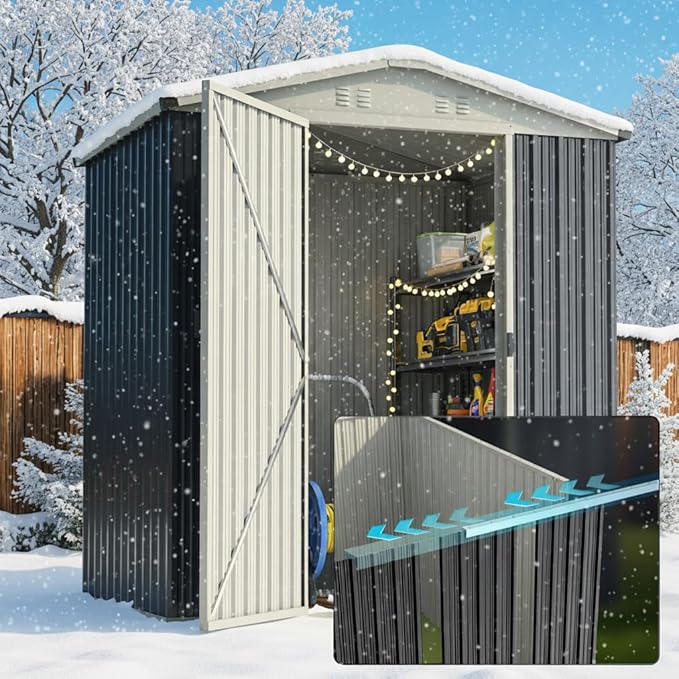 Quictent 6X4 FT Metal Storage Shed, Easy Assemble, Lockable Outdoor Garden Shed Waterproof Shed for Bike Storage, Tool Storage, Temporary Storage with Combination Lock(5.1X3.8 FT Base, No Floor)