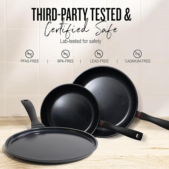 Alva Energy Nonstick Ceramic Frying Pan 11" - Lightweight, Easy to Clean and Made without PFAS, PFOA & PTFE - Induction and All Stovetop Compatible with Even Heat Distribution